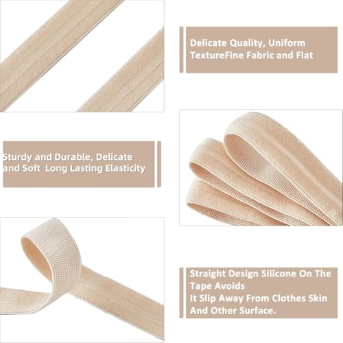 GORGECRAFT 3 Rolls 11Ms Non-Slip Elastic Band Gripper Tape Ribbon Roll with Rubber 10mm 12mm 15mm Wide Stretch Strap Fibre Webbing for Sewing Crafting DIY Headband Garments Sports Wig Hats Bags