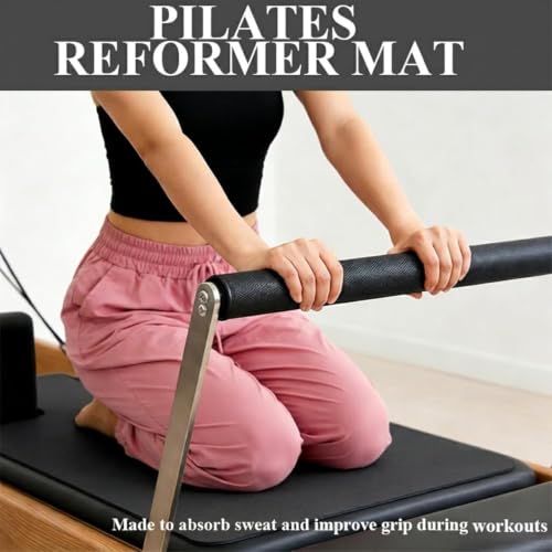 QCWN Non-Slip Pilates Reformer Mat Cover, 39" x 24" Pilates Machine Towel with Headrest Cutout, 0.8mm Sweat-Wicking Micro-Suede Foldable Mat for Female Pilates Enthusiast Exercise Matfor Pilate Training Yoga - color: Black