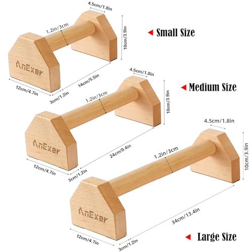 Push Up Stands, Handstand Parallettes Bars, Solid Wood Push Up Bars with Non-Slip Mat Push up Handles for Floor Exercise Home Workout Equipment for Men & Women Strength Training - color: Beech Wood-30cm