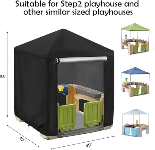 Outdoor Playhouse Cover, Dustproof Waterproof Wooden Kids Play Houses Protector for Outside, All-Weather Black - 49"Lx 49"Wx 58"H - size: 49"Lx 49"Wx 58"H