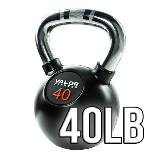 Valor Fitness Chrome Kettlebells – Solid Cast Iron Kettlebell with Chrome Finish, Strength Training Weight for Swings, Squats, Cleans & Home Gym Workouts - size: 40.0 Pounds
