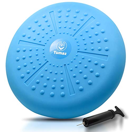 Tumaz Wobble Cushion - Wiggle Seat to Improve Sitting Posture & Stay Focused for Sensory Kids, Balance Disc to Core Strength & Flexible Seating [Extra Thick Balance Board, Pump Included Wobble Board] | Extra Thick | Supports Active Sitting | For Sensory K