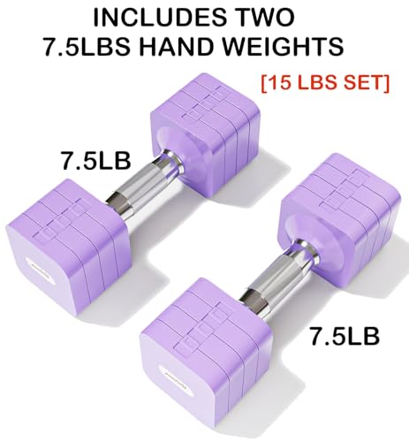 Adjustable Dumbbell Set for Women Men 7.5LB/10LB/15LB/20LB/25LB Pair | Stable Free Weight Hand Weights with Metal Handle for Home Gym Fitness Rehab Pilates Yoga Strength Training Equipments - color: Purple, size: 7.5LB SINGLE