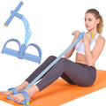 Resistance Bands with Handles, 6-Tube Elastic Pedal Resistance Band for Working Out, Durable Natural Rubber Exercise Bands, Multifunction Exercise Equipment for Abdomen, Waist, Arm, Leg Stretching - color: Full Blue
