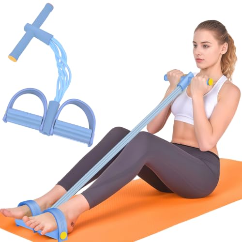 Resistance Bands with Handles, 6-Tube Elastic Pedal Resistance Band for Working Out, Durable Natural Rubber Exercise Bands, Multifunction Exercise Equipment for Abdomen, Waist, Arm, Leg Stretching - color: Full Blue