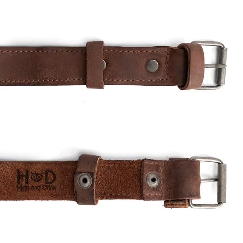 Hide & Drink, Set of 2 Rustic Bicycle Ankle Bands, Brass Metal Buckle, Adjustable Straps for Legs, Classic Vintage Gifts for Cyclists, Full Grain Leather, Handmade - color: Bourbon Brown