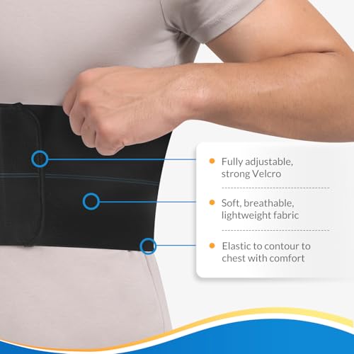 Pauline Broken Rib Brace for Men - Compression Chest Binder for Cracked Ribs Support & Chest Pain Relief - Rib Belt for Bruised Rib Cage (Black, Fits 45”-60”) - size: L, style: Men BK