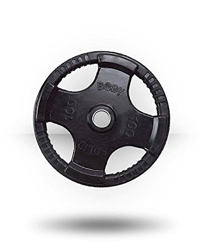 Body-Solid Rubber Coated Olympic Weight Plate (1), with Anti-Slip Grip - Perfect for Strength Training, Home Gym, and Barbell Workouts - style: 100lbs.