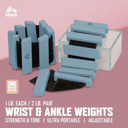 RBX Adjustable Ankle & Wrist Weights, Customizable for Pilates, Yoga, Walking, Barre, Home Workouts & Strength Training - color: Blue