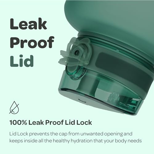 Hydracy Motivational Water Bottle with Time Marker & Fruit Infuser 64 oz | BPA-Free Tritan, Leakproof Flip-Top Lid,No-Sweat Sleeve,Carry Strap,Daily Intake Tracking for Gym,Sports,Outdoors - color: Moonlight Green, size: 64 Ounces
