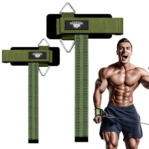 Wrist Cuffs Weight Lifting Straps – Heavy-Duty Cable Machine Attachments & Weightlifting Wrist Support for Lateral Raises, Pull Exercises & Strength Training - color: armygreen, size: size M