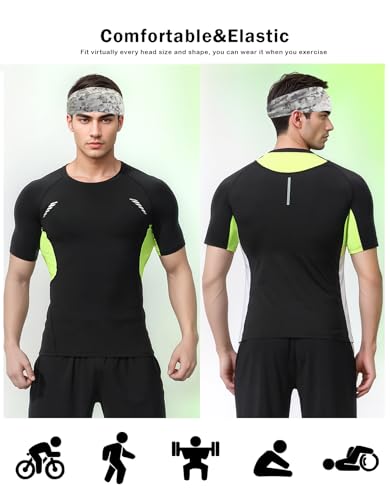 Headbands for Men & Women, Sweat Headband Non-Slip Sweatband Sports Running Cycling Yoga Basketball Workout Football Training - color: Camo Pack