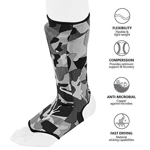 Be Smart Kids, Adults, Youth, Men and Women Muay Thai MMA Kickboxing Shin Guards, Instep Guard Training, Sparring Protective Gear Equipment Shin Kick Pads - color: Gray Camo, size: XXXS ( 3 to 8 Years )