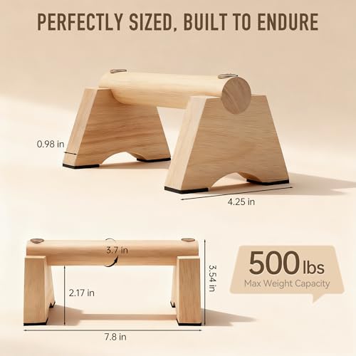 Wood Push up Bar, 2 PCS Parallettes Bars for Men Strength Training, Calisthenics Equipment for Handstand Training