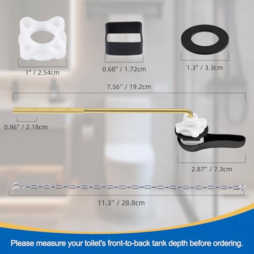 Hibbent Metal Front Mount Toilet Handle Replacement Kit, Matte Black | Upgraded Metal Flush Lever, Universal Toilet Flush Handle Fit Front Tanks, Stainless Steel Flapper Chains, 4 Adjustable Holes - color: Matte Black, style: Classic