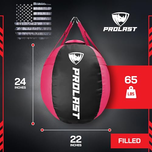 Wrecking Ball Heavy Boxing Punching Bag for Women, Hook and Uppercut, Body Snatcher, MMA, Muay Thai, Strength Training Equipment - color: Black / Pink, size: Filled