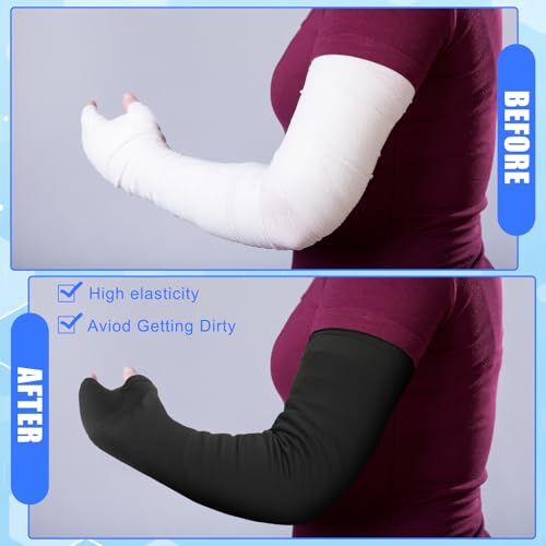 Boao 8 Pcs Arm Cast Covers Protector Splint Cast Covers Soft Elastic Arm Sling Sports Sleeve Reusable Breathable Wrist Elbow(Black,Large) - color: Black