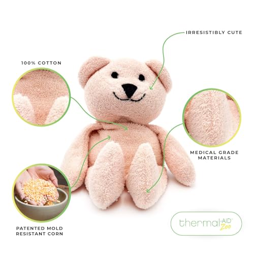 Thermal-Aid® (Bella The Pink Bear) – Washable Heating Pad & Ice Pack – Plush Hot/Cold Pack with Natural Corn Filling – Reusable Comfort - size: Zoo Pink Bear