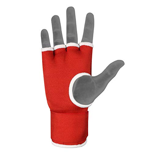 HUNTER Gel Boxing Hand Wraps for Men & Women, Quick Inner Gloves with Wrist Support for MMA, Muay Thai, Kickboxing & Martial Arts Training, Knuckle Protection (Pair) - color: Red, size: Large-X-Large