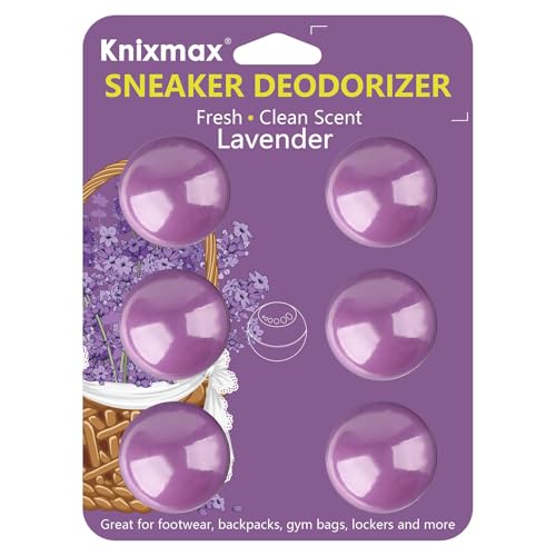Knixmax Shoe Deodorizer Balls, Odor Eater Ball for Sneakers Boots Mules, Air Fresheners for Gym Gear Bags Lockers, Lavender scent, Pack of 6, Purple - color: 5. Purple: Lavender