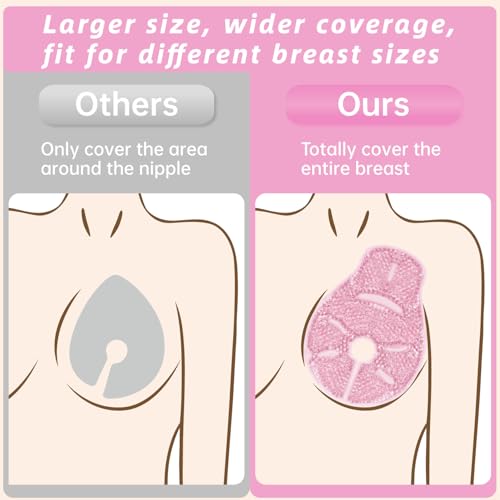Breast Therapy Ice Packs Large Hot Cold Breast Pads, Nipple Cooling Gel Pads for Clogged Milk Duct Relief, Engorgement, Breast Augmentation Surgery, Breastfeeding Essentials for New Moms, 2 Pack - color: Pink(drop-shaped)