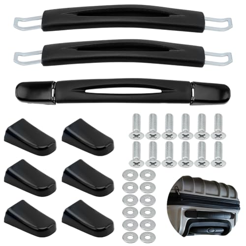 FINGERINSPIRE 3-Pack Luggage Handle Grip Replacement Black Suitcase Handle Replacement Kit PVC Luggages Grip with Alloy Findings Universal Luggage Handles Grips for Suitcase Travel Handle Accessories