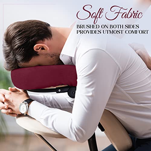 LONDON LINENS Premium Extra Thick 100% Cotton Flannel Massage Face Cradle Cover, Includes 4pcs (4, Burgundy) - color: Burgundy, size: 4