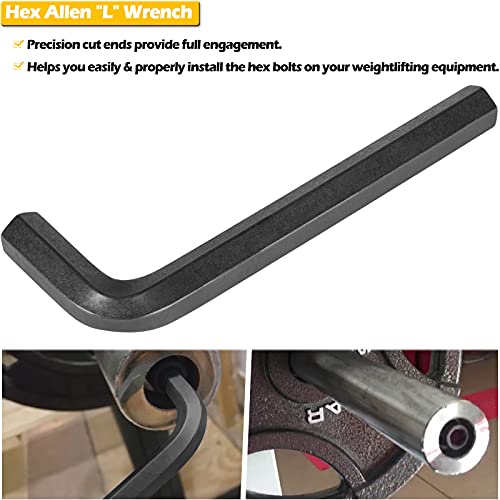 Replacement Hex Bolts & 12mm Hex Allen L-Wrench Tool Perfect for Olympic & Curl Bars