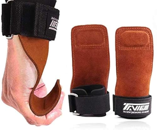TAVIEW Wrist Straps for Weightlifting for Maximum Grip Support - Lifting Deadlift Strap & Weight Lifting Grips Gloves for Working Out Pull Up Deadlifting & Shrugs - color: brown