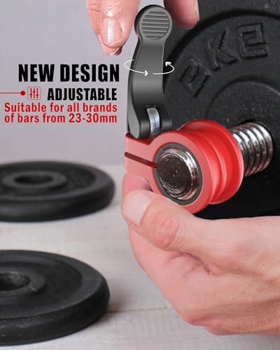 Mini Barbell Clips 1 inch I Multi-Size Adjustable Barbell Collar I 1 inch Barbell ClampsIQuick Release Weight Clips Pair of Locking for Dumbbell Bar - color: Red+black