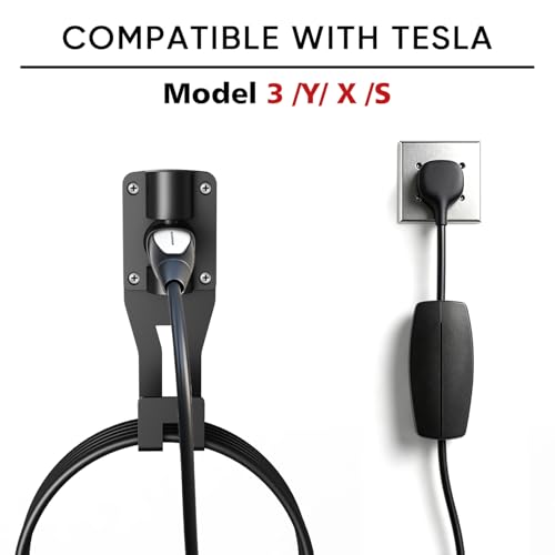 SEVEN SPARTA 180°Swivel Charging Cable Holder Compatible with Tesla Charger | 180° Swiveling Holster, Organizer for Save garage space, Compatible with Tesla Model 3 Y X S Cybertruck Mobile Wall Connector - color: Swiveling Black