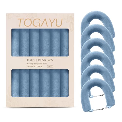 Heatless Curls Overnight Hair Care Set - Jumbo Velvet Hair Curlers | No Heat Hair Rollers for Women, Comfortable Sleep-In Hair Rollers with Satin Scarf, No Heat Damage Curling Rods for All Hair - color: Blue-6PCS