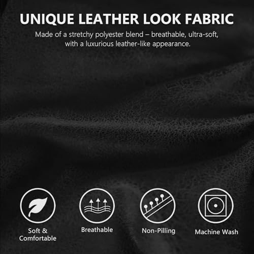 ANARACHON Leather Look Wingback Chair Covers, 2-Piece Wing Chair slipcover,Stretch Wing Back Armchair Slipcovers with Elastic Bottom, Soft Spandex Furniture Protector for Living Room (Black) - color: Black