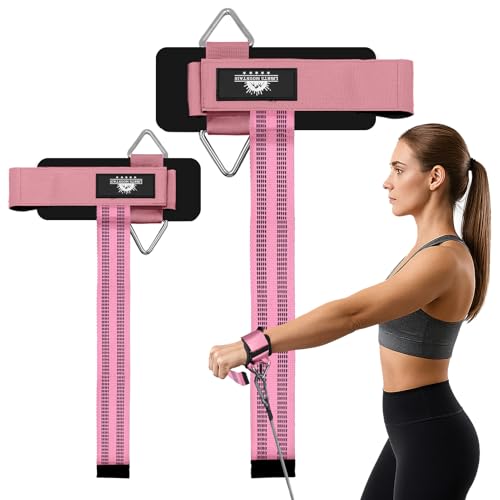 Wrist Cuffs Weight Lifting Straps – Heavy-Duty Cable Machine Attachments & Weightlifting Wrist Support for Lateral Raises, Pull Exercises & Strength Training - color: pink, size: size M