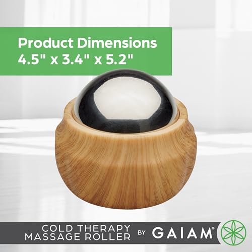 Gaiam Cold Therapy Massage Roller, Ergonomic Grip (Black) | Cold Therapy Roller | Targeted Muscle Recovery, Soreness & Inflammation Relief | Ergonomic Grip | Compact & Portable