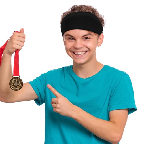 Deekin 6 Pcs Sweatbands for Kids Soccer Headbands Boys for Sports Breathable Sweat Wicking Headband for Kids Athletic Baseball Football Youth 5-15 Years Old - color: Black