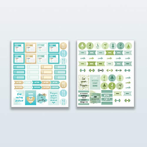 Lamare Workout, Fitness & Food Planner Stickers for Adults, Journal Sticker - style: Fitness Stickers