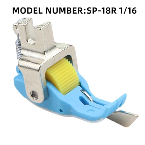 SP-18 Heavy-Duty Plastic Flange Roller Presser Foot for Industrial Single-Needle Sewing Machines - Compatible with Juki 8700/Brother 8100 Series (Precision Edge Guide & Anti-Skip Stitch) (SP-18R 1/16) - size: SP-18R 1/16
