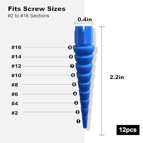 Blue 12PCS Stripped Screw Hole Repair Anchor, Door Hinge Screw Hole Filler, Multi Use Wall Anchors, Fits Wood Screws Sizes #2 to #16 - color: Blue
