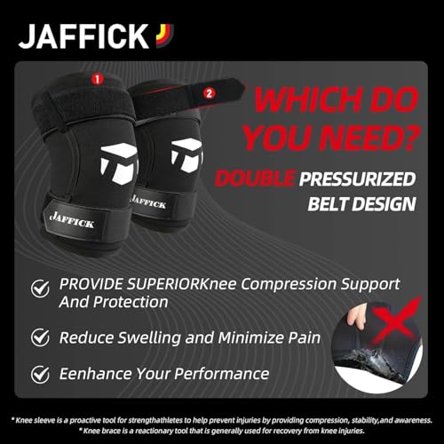 Jaffick 7mm Neoprene Knee Sleeves Support (1 Pair) & Compression Wraps - Lifting Sleeve for The Best Squats Weightlifting, Powerlifting Squats, Fitness for Men & Women - size: XX-Large