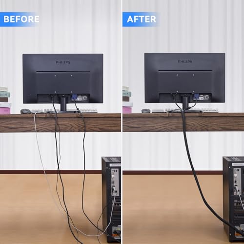 AGPTEK Cable Sleeve, 2Pack 5ft - 1.8 inch Cable Management Desk Cord Cover Organizer Wire Hider for Home Office Computer TV Wire Loom Tubing Pet Proof Cord Protector from Cat Dog Chewing, Black - color: Black, size: 1.8"-10ft