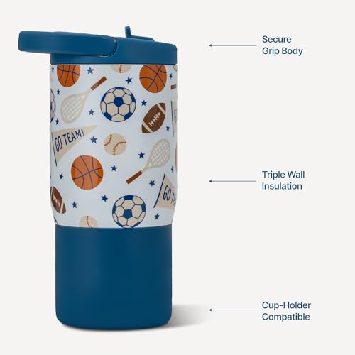 HydroJug Sport 14 oz Insulated Kids Water Bottle with Straw, All-Stars - color: All-Stars, size: 14oz