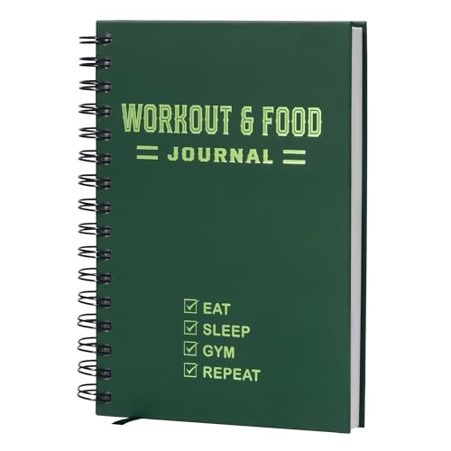 Nextnoid Hardcover Fitness & Food Journal - Nutrition & Workout Planner for Men & Women - A5 Sturdy Workout Log Book to Track Diet, Gym & Home Workouts - Dark Green - color: F.Dark Green, style: Fitness & Meal