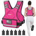 APEXUP Adjustable Weighted Vest, 4-10lb/12-18lb/20-32lb Vest with 6 Ironsand Weights and Large Pocket, Weight Vest for Men Women Strength Training, Running, Walking - color: Pink, size: 20-32lbs