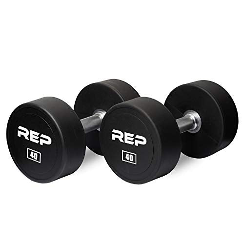 REP Fitness Urethane Coated Round Dumbbells, 5 to 100 lbs, Singles or Pairs, With or Without Rack, Steel Core, Rubber Encased, Chrome Handles, Professional Weights for Home Gym Strength Training - style: 5-50 lb set