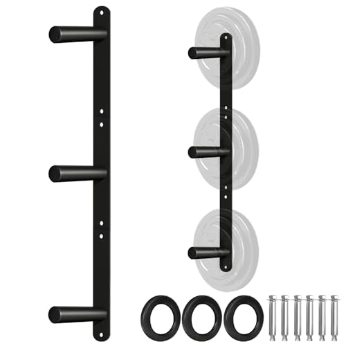 Wall Mounted Weight Plate Holder - Fit 2inch Olympic Weight Plates, Protective Rubber Pad