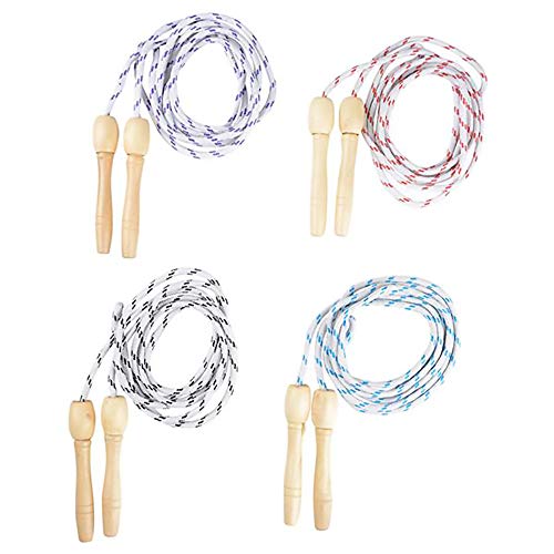 The Dreidel Company Durable Jump Ropes for Kids (2-Pack), Nylon with Wooden Handles, indoor & Outdoor Skipping Activity, Party Favors, 7' Ft. (84" inches) - size: 2-Pack
