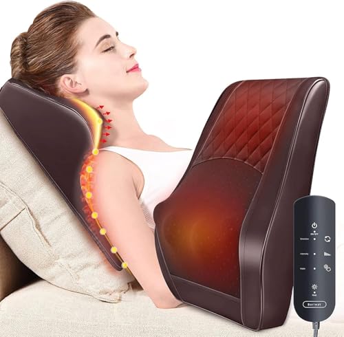 Boriwat Back Massager with Heat, 3D Kneading Massage Pillow for Back, Neck, Shoulder, Leg Pain Relief Deep Tissue, Gifts for Women Men Mom Dad(Brown) - style: Brown