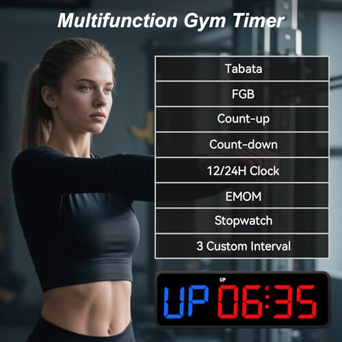 Acedeck Portable Gym Timer Clock: Fitness Digital Clock with Strong Magnet - Remote Control for Fitness Enthusiasts - Powerful Battery for Home Gym Garage Boxing - color: Black