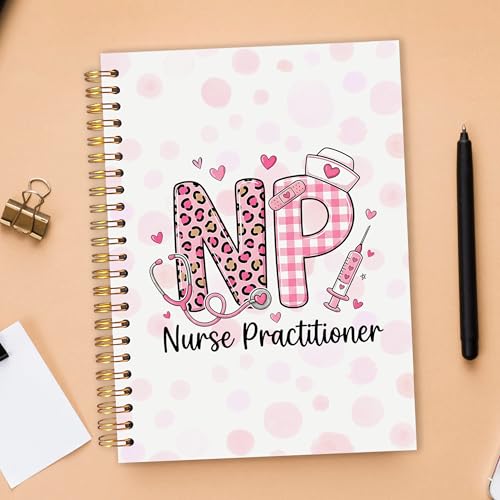 Nurse Practitioner Gifts for Women Spiral Notebook 5.5x8.3 in, NP Gifts for Women, Pink Leopard Print Nursing Hardcover Notebook Journal for Work - color: Pink Leopard Print Nursing
